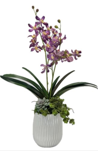 Purple Mokara Orchid Silk Arrangement 